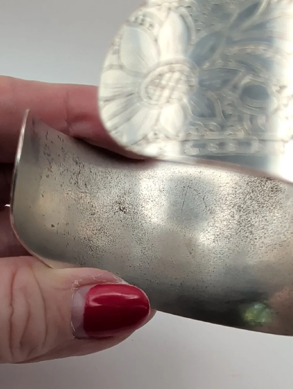 Engraved Floral Silver Cuff Bracelet